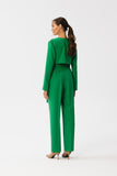 Elegant Envelope Neckline Jumpsuit with Waist Belt