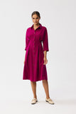 Charming Button-Up Dress with Stylish Collar and Pleats