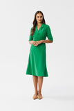 Elegant Envelope Top Dress with Pleated Skirt and Sleeves