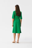 Elegant Envelope Top Dress with Pleated Skirt and Sleeves