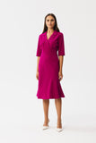 Elegant Envelope Top Dress with Diagonal Pleats