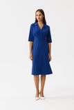 Elegant Envelope Top Dress with Diagonal Pleats