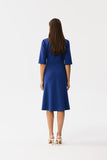 Elegant Envelope Top Dress with Diagonal Pleats