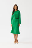 Charming Dress with Decorative Neckline and Faux Leather Belt
