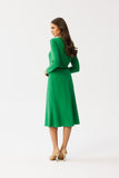 Charming Dress with Decorative Neckline and Faux Leather Belt