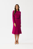 Charming Dress with Decorative Neckline and Faux Leather Belt