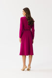 Charming Dress with Decorative Neckline and Faux Leather Belt