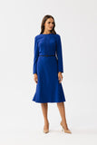 Charming Dress with Decorative Neckline and Faux Leather Belt