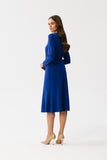 Charming Dress with Decorative Neckline and Faux Leather Belt