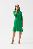 Charming Knee-Length Dress with Stand-Up Collar and Ruffle