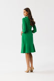 Charming Knee-Length Dress with Stand-Up Collar and Ruffle