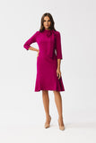 Charming Knee-Length Dress with Stand-Up Collar and Ruffle