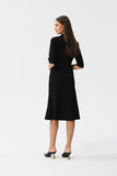Charming Knee-Length Dress with Stand-Up Collar and Ruffle