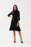 Charming Knee-Length Dress with Stand-Up Collar and Ruffles