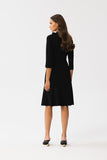 Charming Knee-Length Dress with Stand-Up Collar and Ruffles