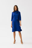 Charming Knee-Length Dress with Ruffle and Stand-Up Collar