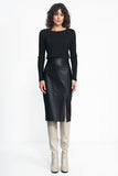 Chic Midi Pencil Skirt with Side Slit and Slimming Fit