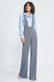High-Waisted Jumpsuit with Suspenders and Wide Legs
