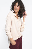 Muted Collar Blouse in Soft Office Style for All-Day Comfort