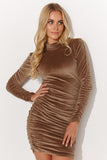 Mini Velour Dress with Long Sleeves and Turtleneck