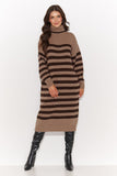 Cozy turtleneck sweater with stripes, perfect for any occasion.