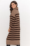 Cozy turtleneck sweater with stripes, perfect for any occasion.