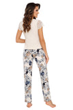 Elegant Two-Piece Pajamas with Lace Sleeves - Sofia Design