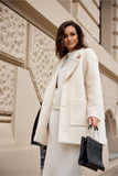 Versatile Women's Long Jacket with Sheepskin Texture