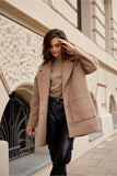 Stylish Long Buttoned Jacket with Soft Sheepskin Texture