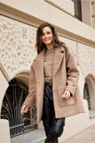 Stylish Long Buttoned Jacket with Soft Sheepskin Texture