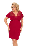 Elegant Red Wine-Inspired Tulle & Lace Chemise