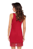 Elegant Burgundy Lace Chemise with Sheer Detailing