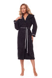 Elegant Hooded Bathrobe with Pockets and Shiny Knit Fabric