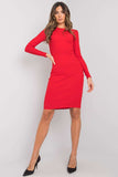 Pencil Cut Dress with Long Sleeves and Round Neckline