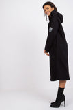 Casual Midi Hooded Dress with Pockets and Zipper Detail