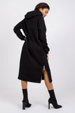 Casual Midi Hooded Dress with Pockets and Zipper Detail