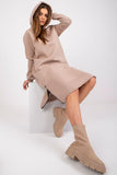 Hooded Midi Dress with Pockets and Zip Detail