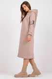 Hooded Midi Dress with Pockets and Zip Detail