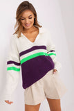 Elegant Striped Casual Sweater with Heart Neckline