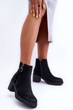 Chic Eco-Suede Heeled Boots with Side Zipper for Autumn Style