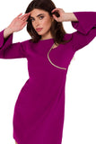 Elegant Teardrop Neckline Midi Dress with Decorative Trim