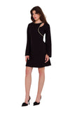 Elegant Teardrop Neckline Dress with Decorative Trim