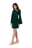 Elegant Teardrop Neckline Dress with Decorative Trim