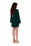 Elegant Teardrop Neckline Dress with Decorative Trim