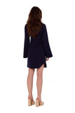 Elegant Teardrop Neckline Dress with Decorative Trim