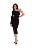 Elegant One-Shoulder Pencil Dress with Plunging Neckline