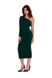 Elegant One-Shoulder Pencil Dress with Plunging Neckline