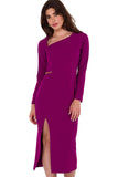 Asymmetrical Midi Dress with Decorative Chain Detail