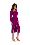 Asymmetrical Midi Dress with Decorative Chain Detail