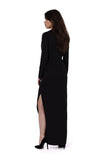 Asymmetrical Midi Dress with Elegant Slit and Chain Detail